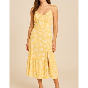Abercrombie & Fitch Butter Yellow Floral Midi Dress XS